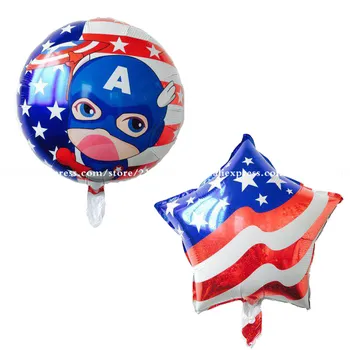 

30pca/lot MIX american flag Captain America circular aluminum balloons birthday party decoration balloon wholesale