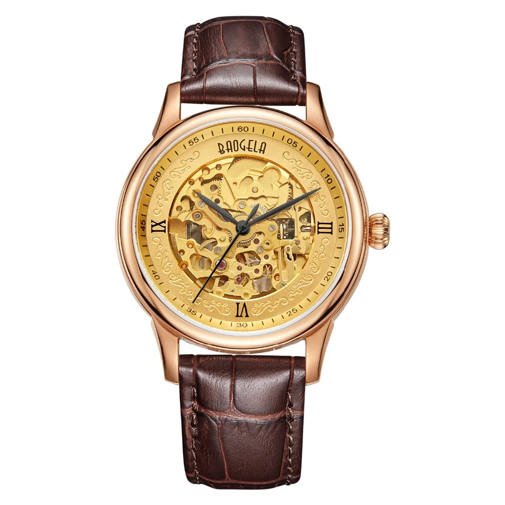 

Man's watch automatic mechanical watch hollowing waterproof CITIZEN men's Watch Luxury Fashion Gold Skeleton Leather Wristwatch
