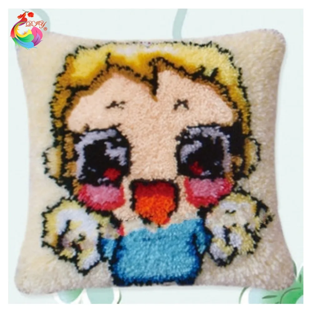 

2016 New 3D Latch Hook Pillow Kits Angel baby DIY Needlework Crocheting Kit Rug Yarn Handmade Unfinished Embroidery Pillowcase