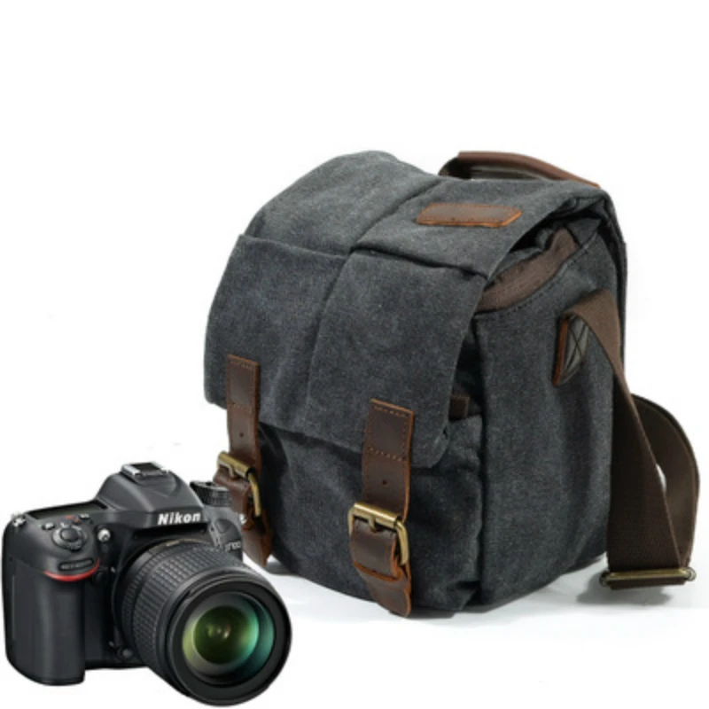 

Unisex Shoulder Bag Camera Waterproof Canvas Backpack Retro SLR Camera Bags Canvas Man Shoulder Photographic Video Bag