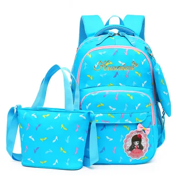 

High Quality Backpack Schoolbags 3pcs/set Nylon School bags Set For Girls Female Backpack Feminine Book Bag mochila infantil