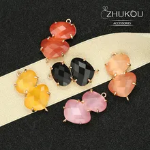 ZHUKOU 16*28 мм Высокое качество Латунь кубического циркония Подвески-соединители DIY ювелирных изделий Модель: VS357