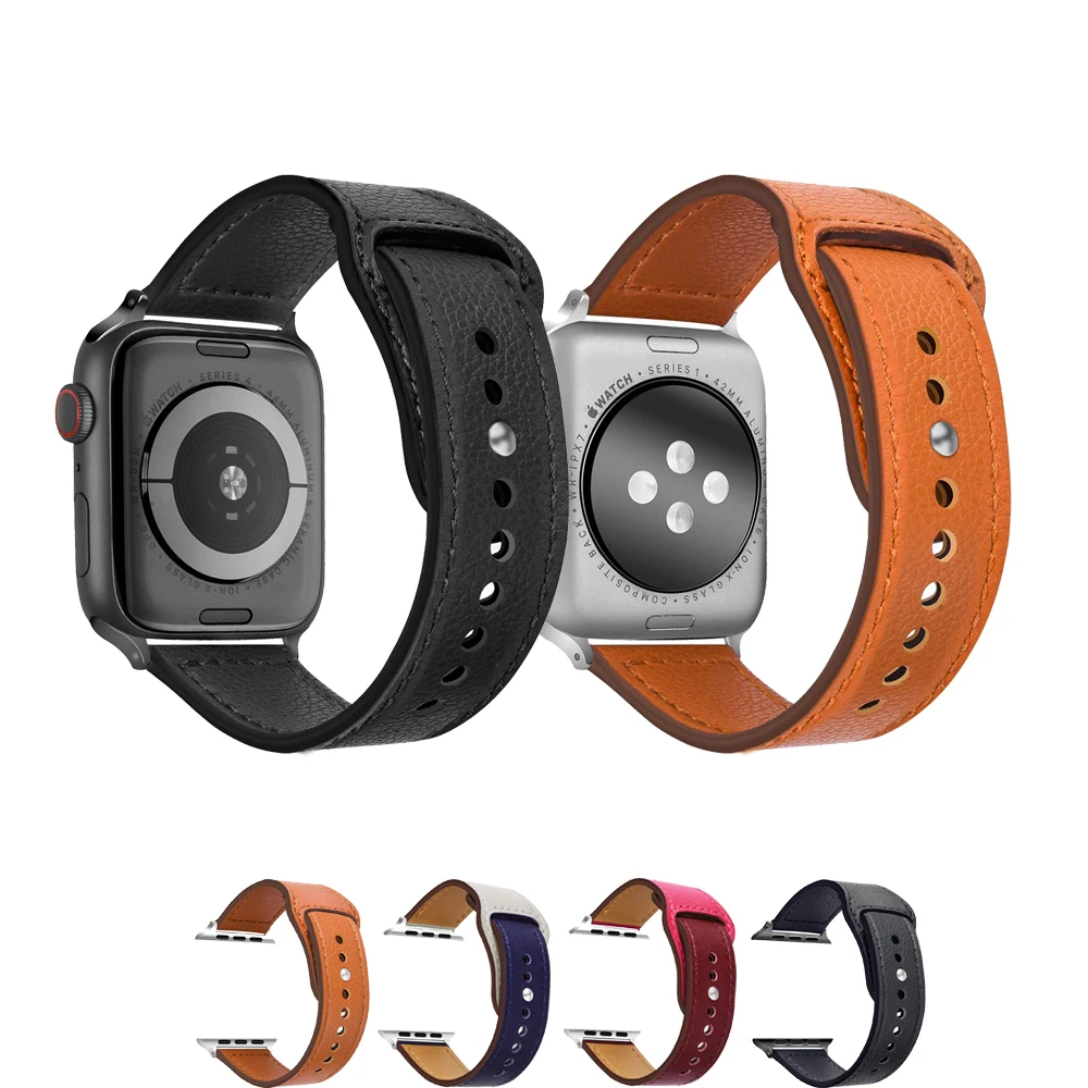 

Genuine Leather strap for apple watch band 4 42mm 38mm correa watchband for iwatch bracelet 44mm 40mm 3/2/1 belt accessories