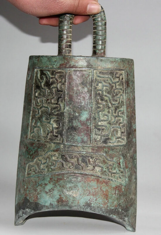 

S5617 12" Archaic Chinese Dynasty Palace Bronze flat Temple shrine hanging Bell Zhong D0318