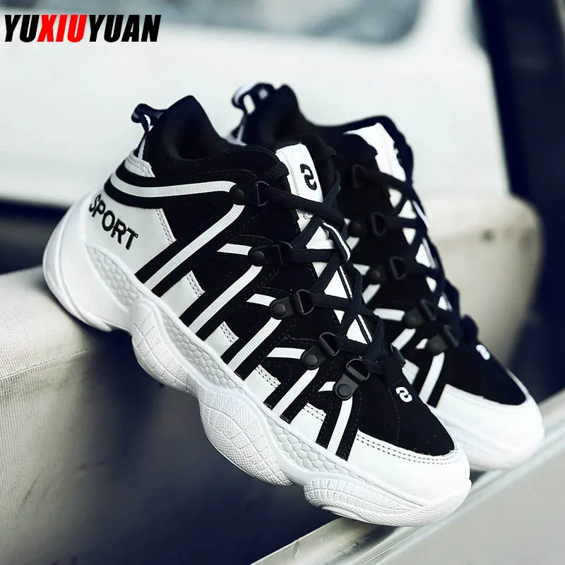 

2019 Couple Low-Top Breathable Lace-Up Ultralight Outdoor Running Shoes Fashion Adult Platform Stability Sneakers