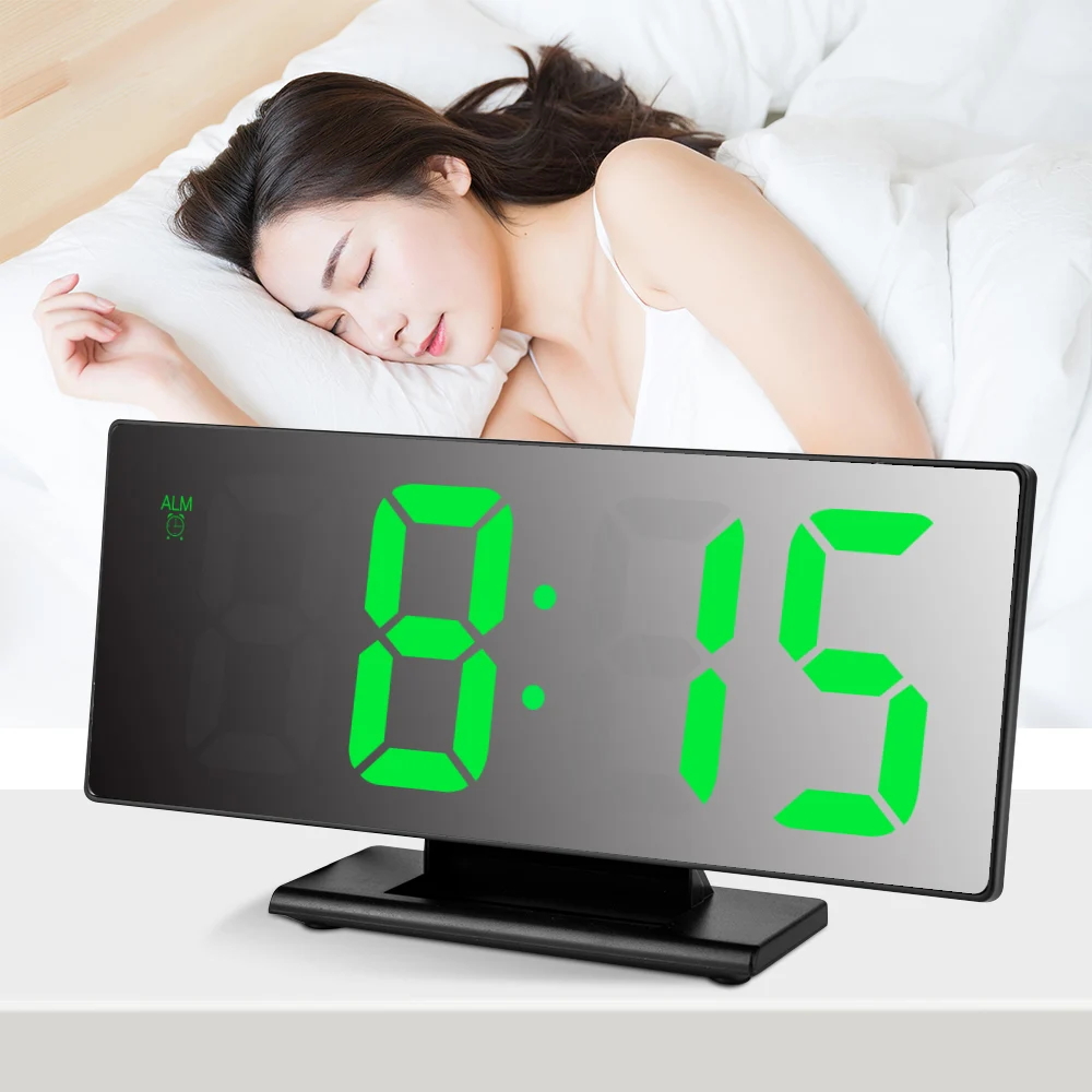 

Digital Alarm Clock LED Mirror Clock Multifunction Snooze Display Time Night LCD Light Table Desktop Reloj Despertador USB Cable