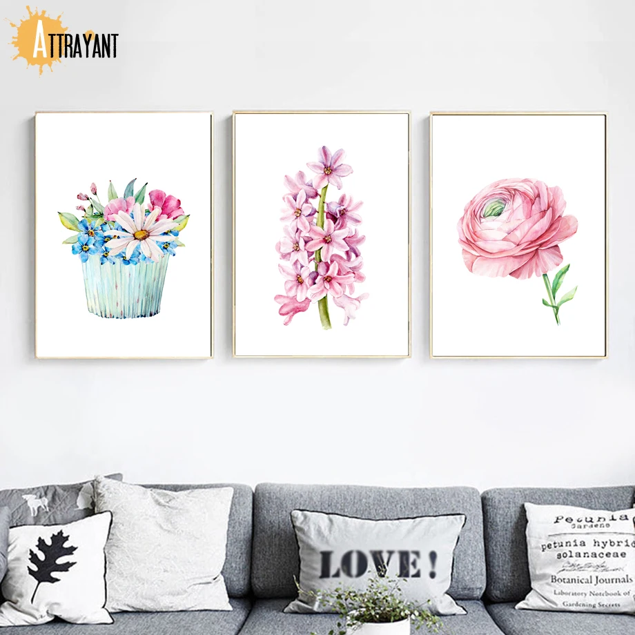

Watercolor Debbie Daisy Rose Lilac Flower Nordic Posters And Prints Wall Art Canvas Painting Wall Pictures For Living Room Decor