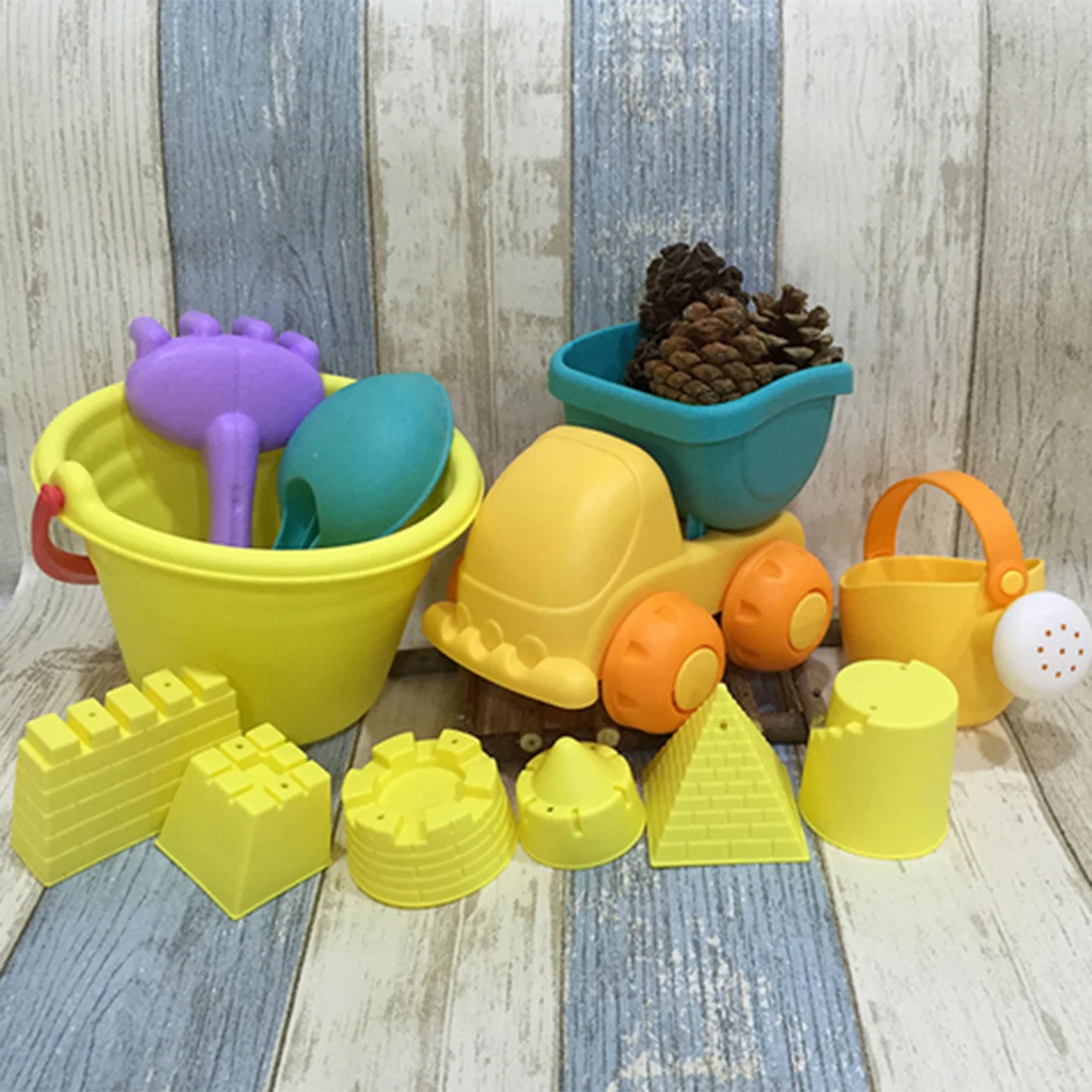 lower price  11-In-1 Beach Sand Toy Set Bucket Shovels Watering Can Children Safety Soft Plastic Gift Outdoor To