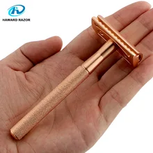 HAWARD Безопасная бритва, Мужская Ручная бритва для бритья, фирменная Новинка, розовое золото, Классическая бритва с двойными краями, бритва для удаления волос, бритва с 10 лезвиями