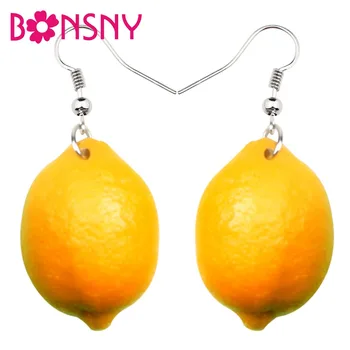 

Bonsny Acrylic Big Fresh Lemon Earrings Long Dangle Drop Fashion Fruit Jewelry For Women Girls Ladies Summer Accessory Bulk Gift