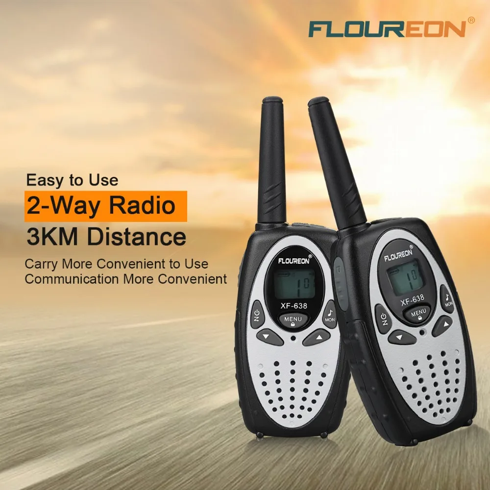 FLOUREON 8-канальный сетевой видеорегистратор иди и болтай Walkie Talkie S UHF400-470MHz двусторонней радиосвязи 3 км переговорные Silver EU/UK