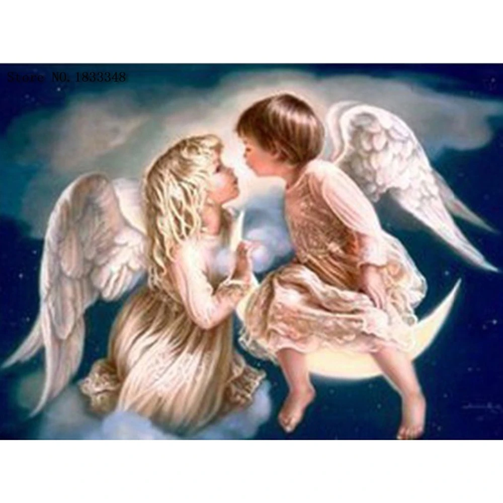 ダイヤモンド刺繍アイコン天使の絵のラインストーン赤ちゃんキススパンコール刺繍パターンキットクロスステッチ刺繍装飾 Picture Of Rhinestones Icon Angelsdiamond Embroidery Icons Aliexpress