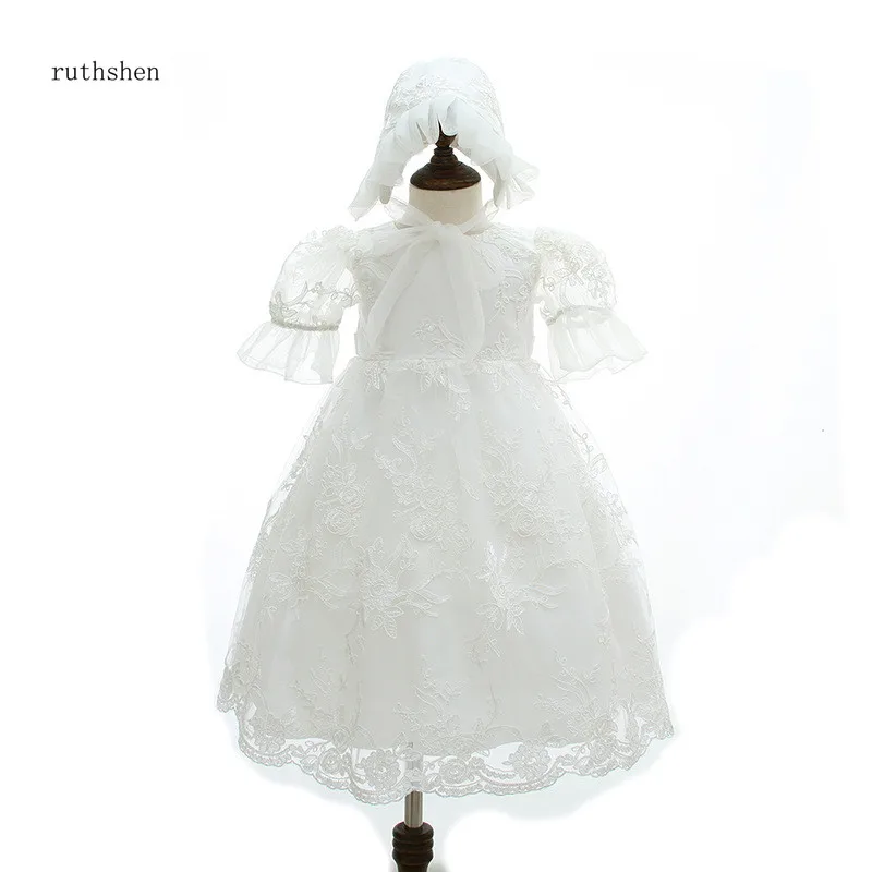 

ruthshen Vintage Communion Dresses Short Puff Sleeves Lace Princess Ball Gown Vestido De Daminha Kid Pageant Flower Girl Dresses