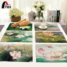 42X32 см салфетки для стола 8 стилей красивые цветы лотоса изображения салфетки для обеденного стола Чай Кофе полотенце декор стола чайный набор