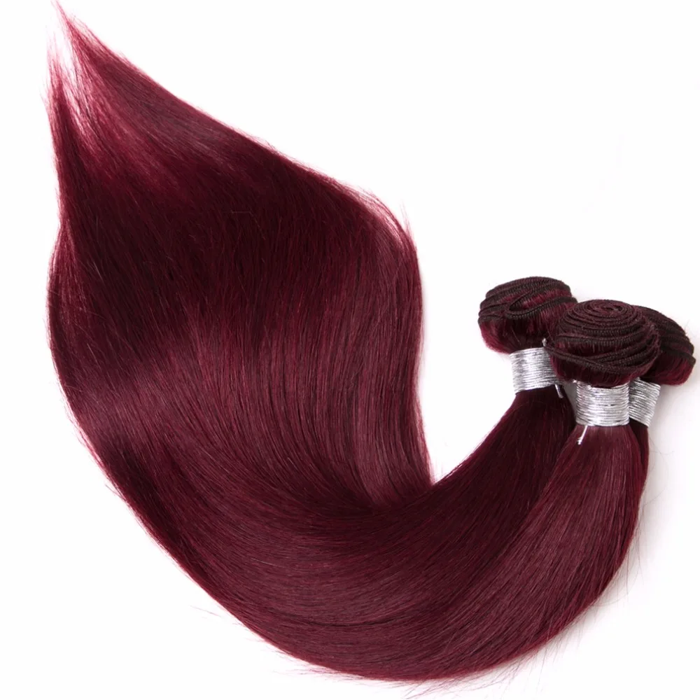 Shireen Brasileiro Cabelo Liso Bundles Tecer Vermelho