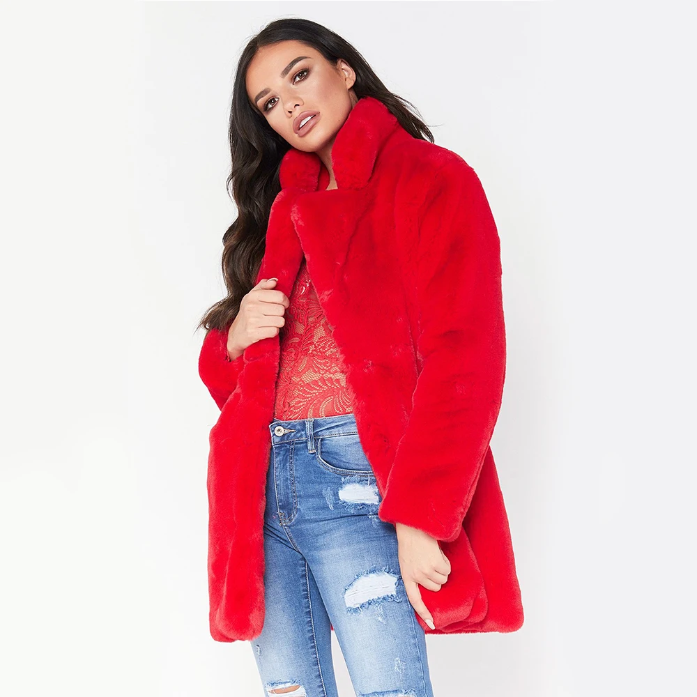 

Plus Size Women's Faux Fur Coats Solid Loose Soft Winter Thicken Casual Tops Female Fake Fur Long Sleeve Outwear Jackets