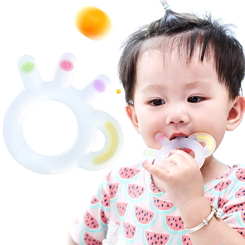 Baby Food Safe Silicone Teether Safety Gutta OK Palm Shape Baby Teether