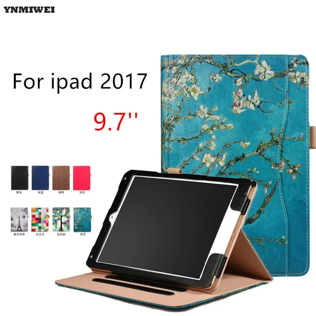 Best Price Tablet Case For iPad Air Air 2 ipad 9.7 2017 Ultra thin Flip Wallet Case PU Leather Cover For Apple Ipad 2017 2018 +Protector