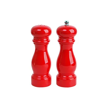 

2PCS Red Wood Spice Pepper Pot Salt Shaker Set with Ceramic Solid Millstones kitchen Tools