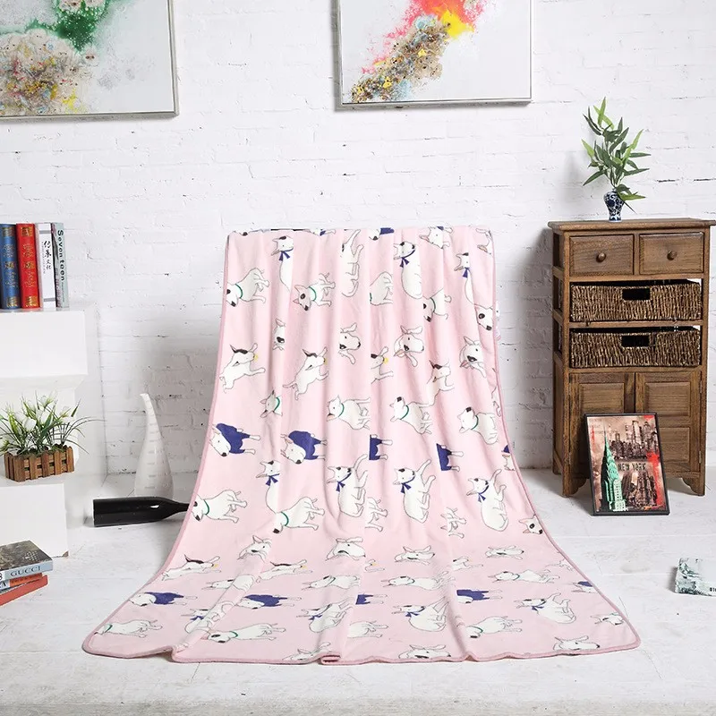 Синий Розовый бультерьер Печатный коралловый Флисовое одеяло для собаки, теплый мягкий коврик для домашних животных для маленьких средних и больших кошек, собак 200X150 см