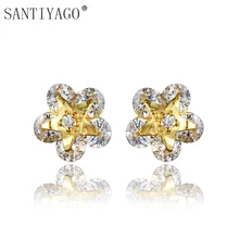 Изысканные ювелирные изделия 18 карат золотые серьги зеленый циркониевый серьги звезды цветок серьги гвоздики для женщин