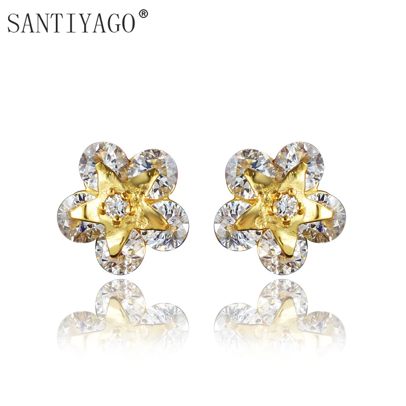 

Exquisite jewelry 18 carat gold earrings NEW Green Zircon Earrings stars Flower Earrings Stud Women