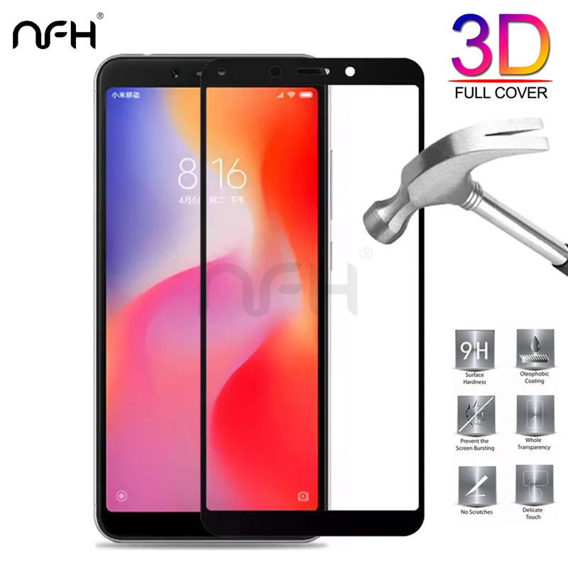 

3D Premium Tempered Glass For Xiaomi Redmi 6 Full Cover Glass Redmi 6A 6 Pro 9H Screen Protective Glass on the Redmi Note 6 Pro