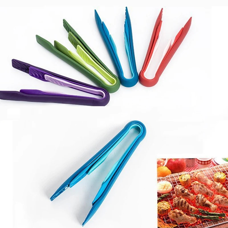 3Pcs/Set Plastic Food Tong Barbecue BBQ Tongs Anti-slip Salad Buffet Clamp Cake Bread Serving Clamps Kitchen Utensils