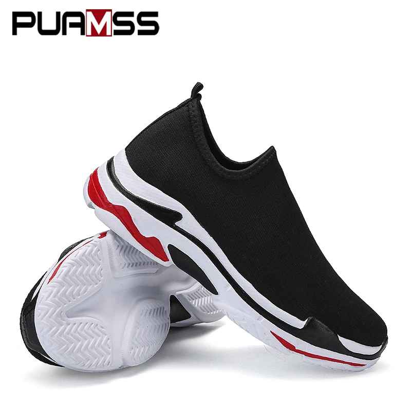 

Brand Men Sneakers Beathable Mesh Male Casual Shoes Slip on Sock Shoes Loafers Boys Light High Top Men Shoes