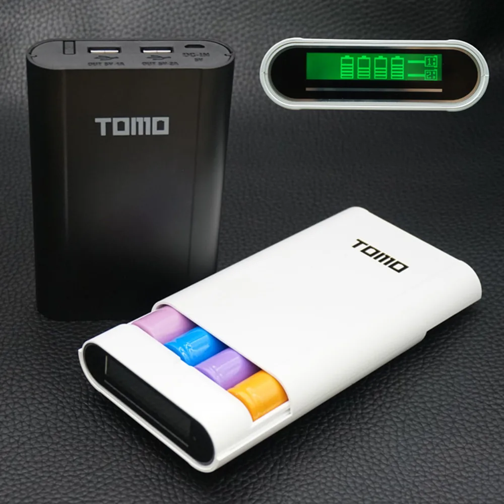  Original TOMO Smart Power Bank LCD Powerbank Portable Charger 18650 Charger LED Device External Battery Box for all smartphone 