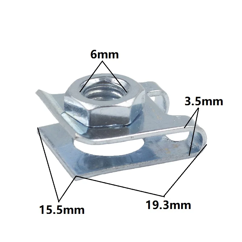 Автомобильный Крепеж номерного знака для автомобиля пряжка подходит 6 мм Винт заклепки фиксированные фиксаторы металлические M6 гайка u-образная прокладка