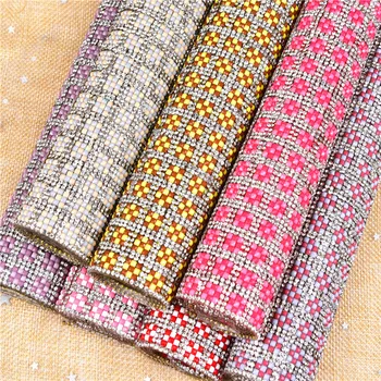 

24*40cm Hotfix resin square clear rhinestone trim crystal sheet applique iron on strass mesh ribbon banding for DIY decoration