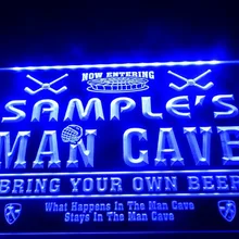 DZ035-Имя персонализированные пользовательские Человек Пещера Хоккей Бар Пивной светодиодный знак неонового света