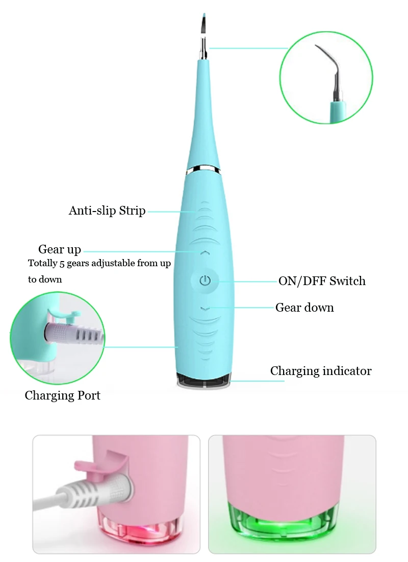 Отбеливание зубов для домашнего использования, звуковой стоматологический скалер для удаления зубных чисел, высокочастотная вибрационная зубная Очищающая машина USB