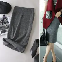 Новая зимняя Шерстяная трикотажная тонкая юбка на бедрах, юбка с эластичной резинкой на талии