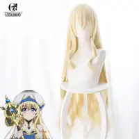ROLECOS อะนิเมะ Goblin Slayer คอสเพลย์ Shinkan Onna คอสเพลย์ยาว 100 ซม.สีเหลืองผมผู้หญิงคอสเพลย์ Headwear ผมสังเคราะห์