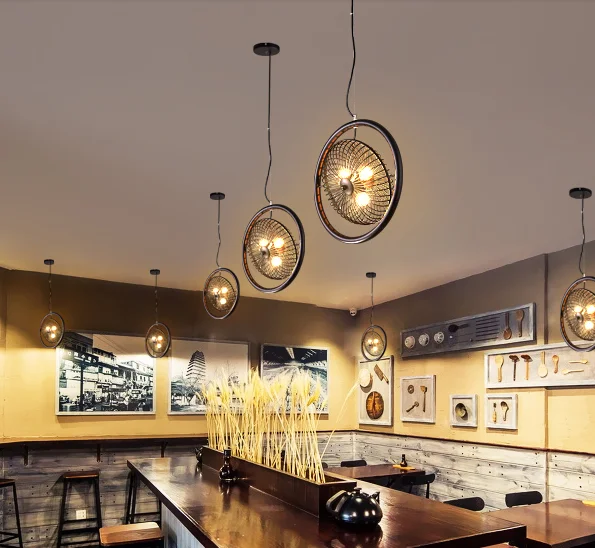 

Industrial retro Loft style iron fan pendant lamp Nordic American country pubs study Suspended Luminaire E27 110-240V