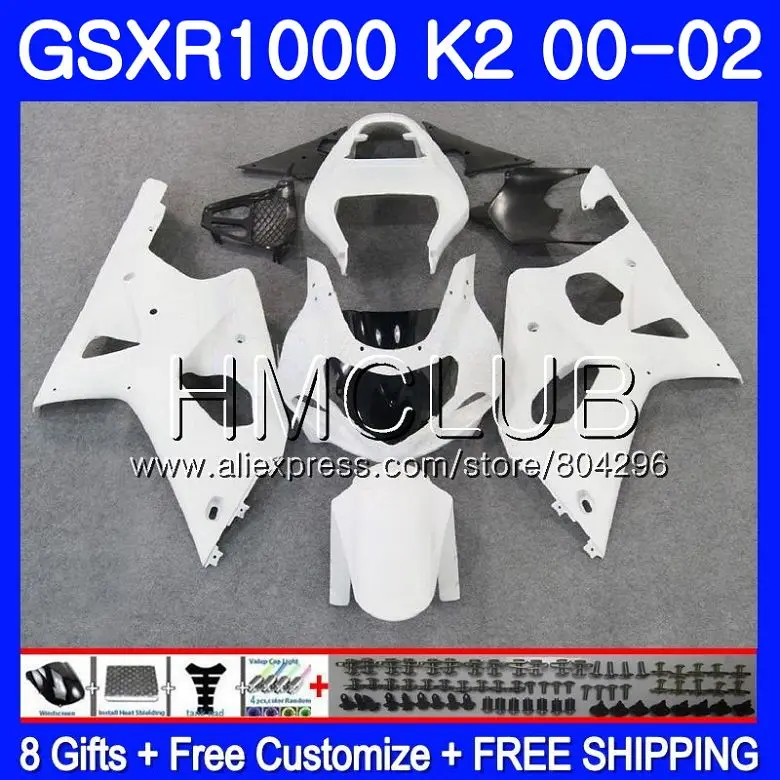 

Body For SUZUKI GSXR 1000 Glossy white GSX-R1000 GSXR1000 00 01 02 31HM.5 GSXR-1000 00 01 02 K2 GSX R1000 2000 2001 2002 Fairing