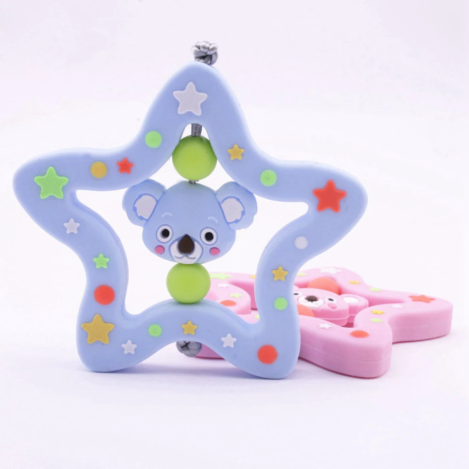 

Bite Bites 1pc Baby Silicone Teether Toys Rattle Koala Christmas Star Cartoon Intelligence Grasping Gums Chewable Baby Products