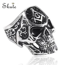 Skute титановая нержавеющая сталь масонская печатка кольцо с изображением черепа Байкер панк готические кольца для мужчин хип-хоп рок ювелирные изделия