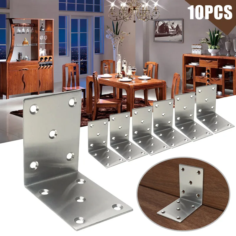

Newest 10 Pcs Corner Brace Iron L Type Right Angle Shelf Support Bracket Fastener for Furniture Cabinet @8