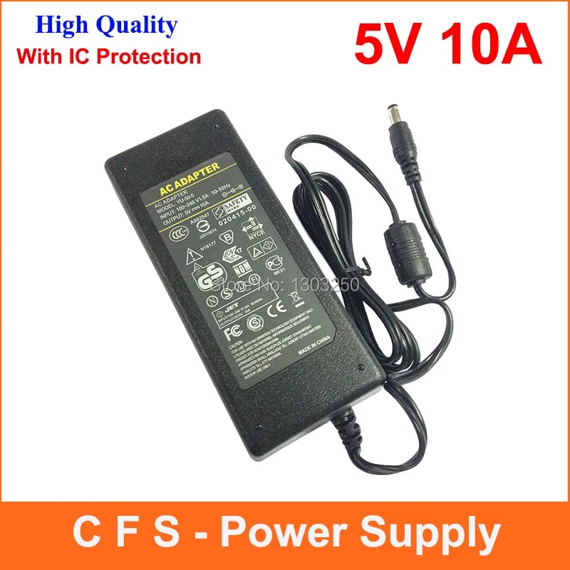 Universial DC 5V 10A источник питания AC 100 240V к 50W адаптер для светодиодной полосы света CCTV