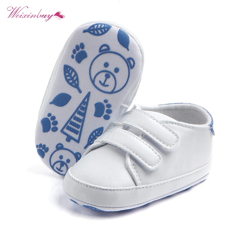 Hot Item Kids Soft Soled Sports Sneakers Pu Leather White Baby Shoes