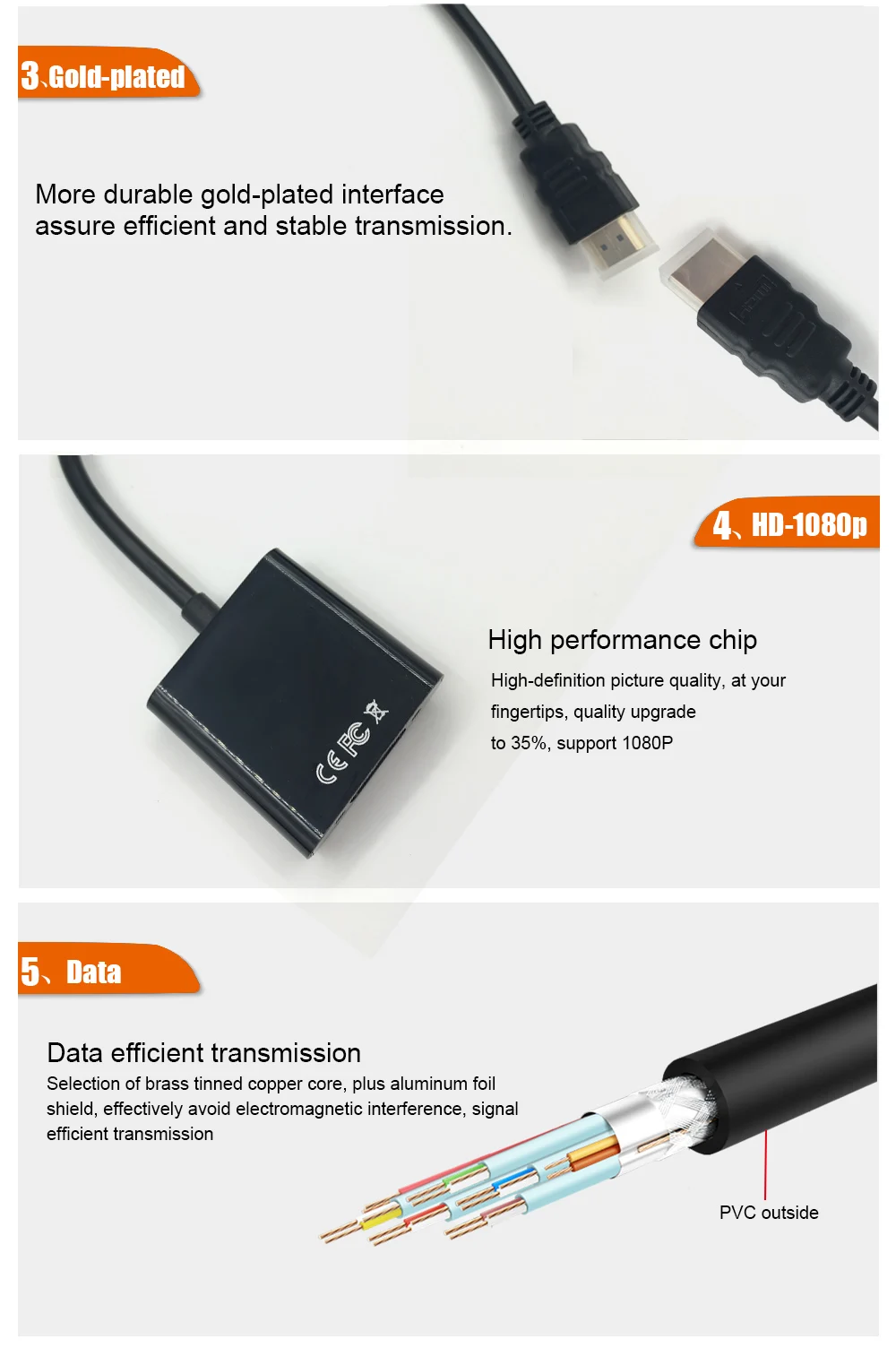 Высокое качество HDMI VGA кабель адаптер штекерным конвертер с разъемом адаптер 1080 P цифро аналоговый аудио-видео для портативных ПК Tablet