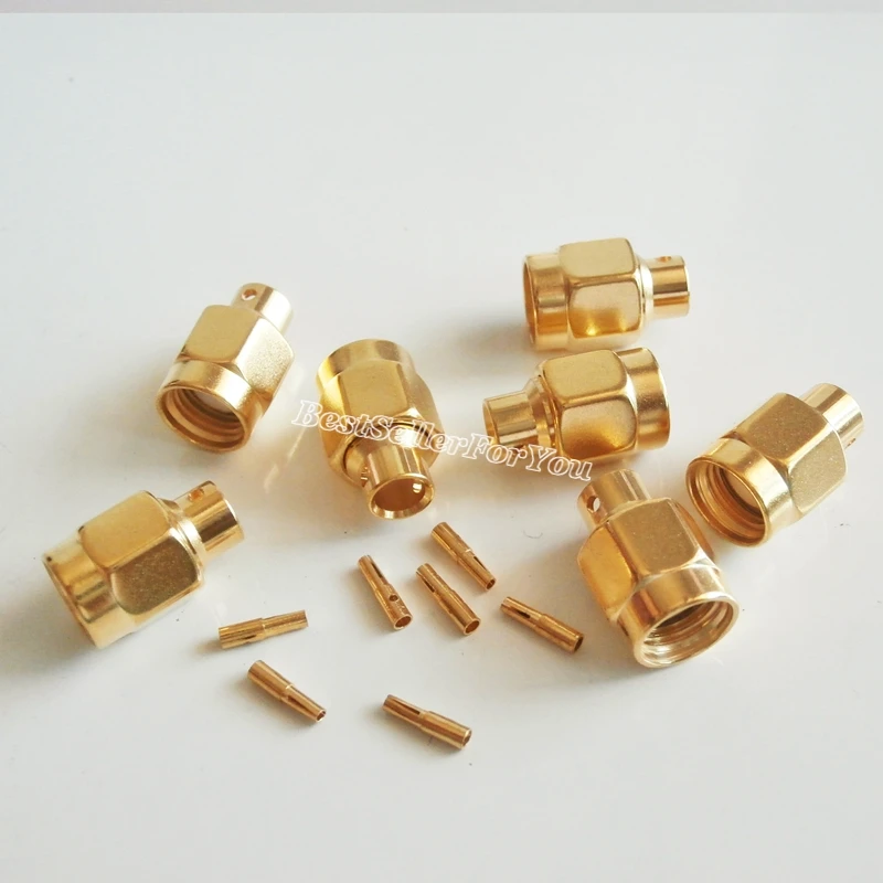 10pcs SMA Male to SMA Male Connector for Pigtail Semi-Rigid .141'' RG402 
