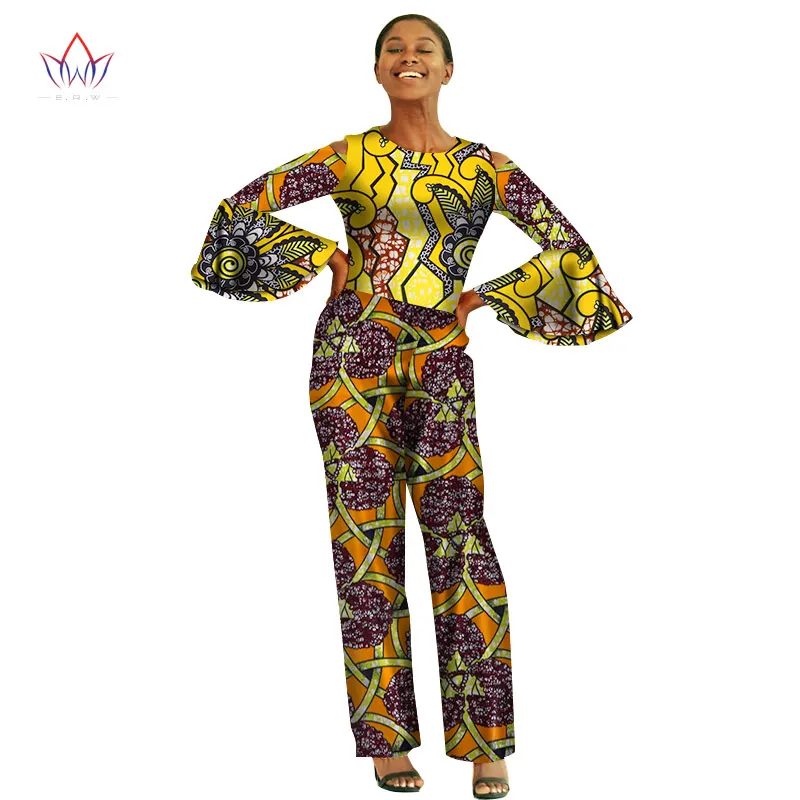 2018 Новая мода Африка воска хлопка комбинезон с принтом Африканский Базен Riche комбинезон для женское Дашики сладкий Фитнес комбинезон WY2025