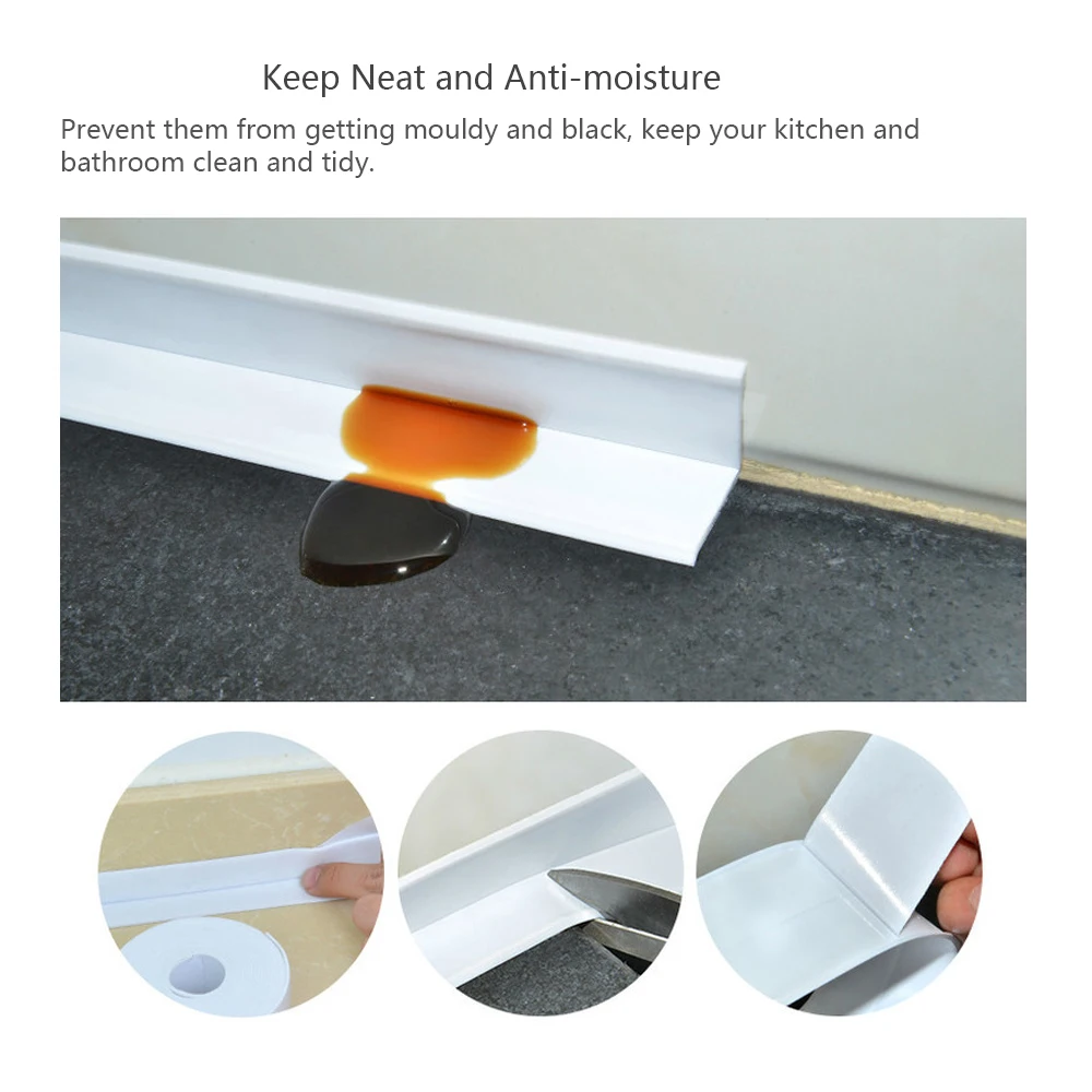 Youool 1 Roll PVC Bath Wall Sealing Strip Waterproof Self Adhesive Tape Kitchen Sink Basin Edge Sealing Tape