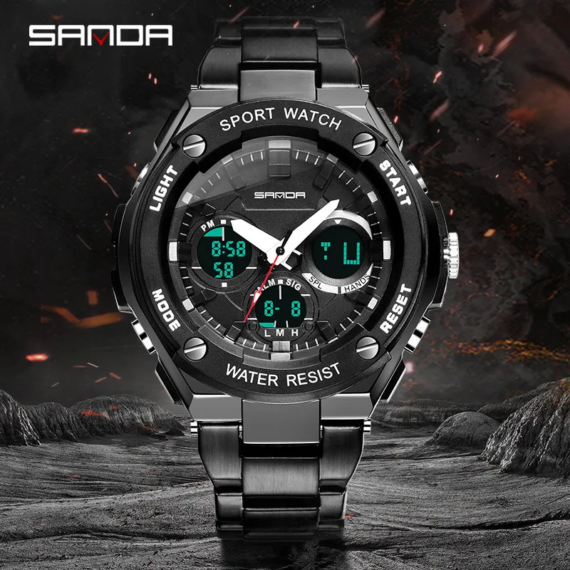 Топ люксовый бренд Sanda мужские часы военный Золотой Водонепроницаемый светодиодный цифровой спортивные мужские часы мужские наручные часы relogio masculino