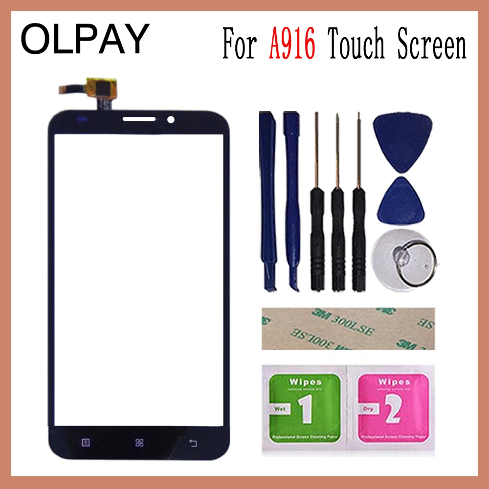 OLPAY 5," переднее стекло для lenovo A916 A 916 мобильный сенсорный экран сенсорный дигитайзер Сенсорная панель инструменты Бесплатный клей+ салфетки