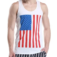 Модные мужские майки Singlet флаг из хлопка с принтом фитнес жилет без рукавов Мужская Уличная одежда тренировки гоночные майки